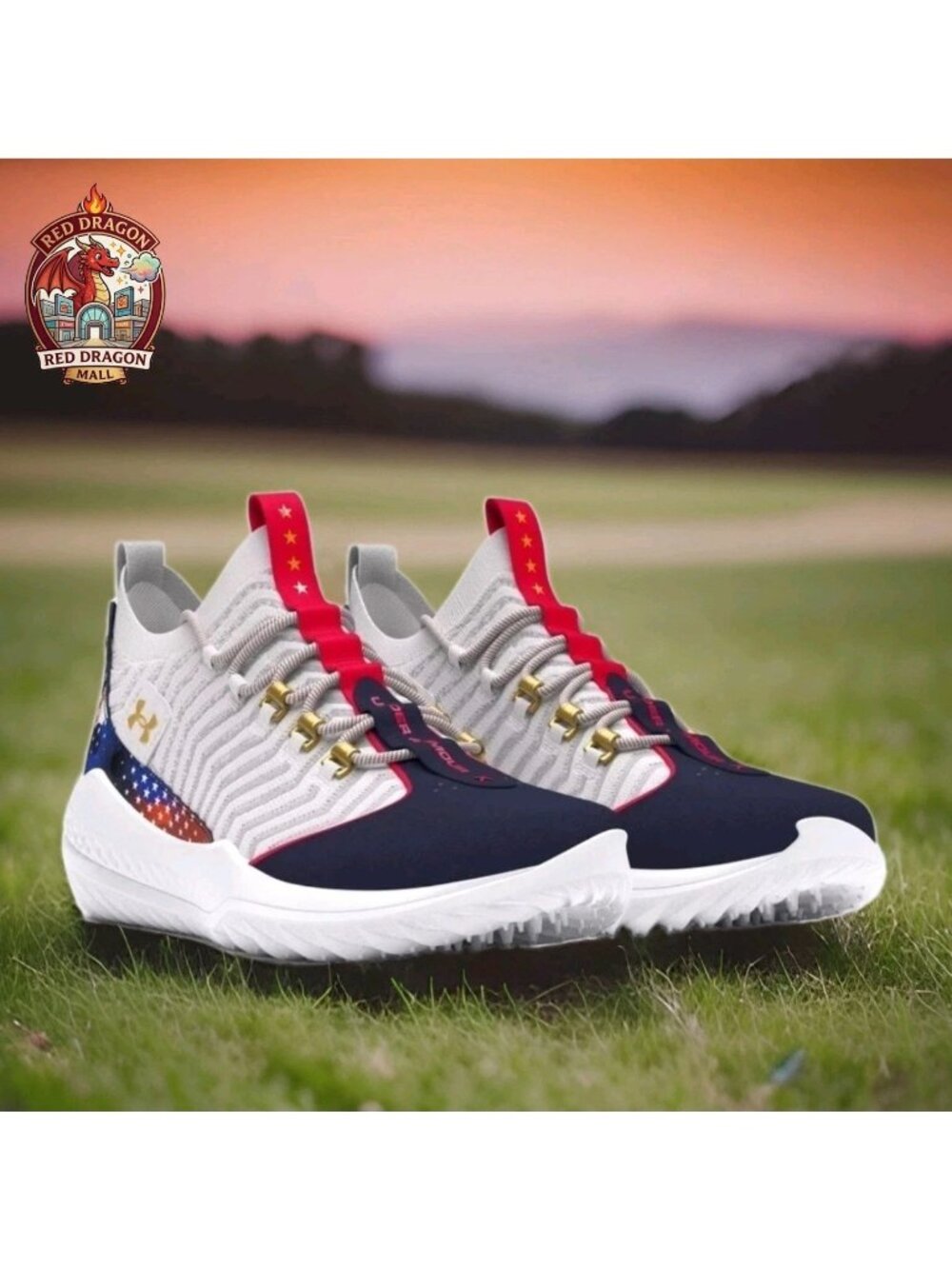 Under Armour Bryce Harper 9 Turf Baseball Shoes Red White Blue USA - Men's 11